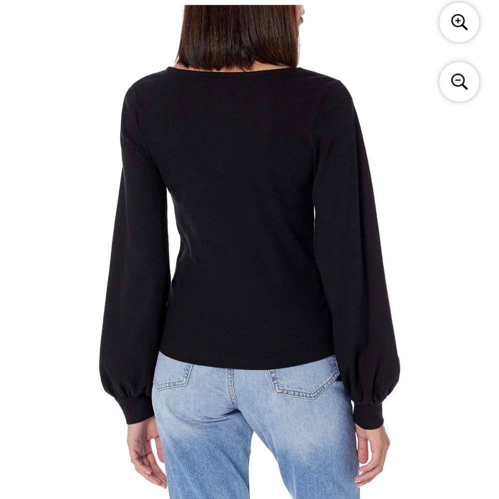 The Drop Women's @lucyswhims Square-Neck Balloon-Sleeve Top, Black, NWT - Picture 4 of 6